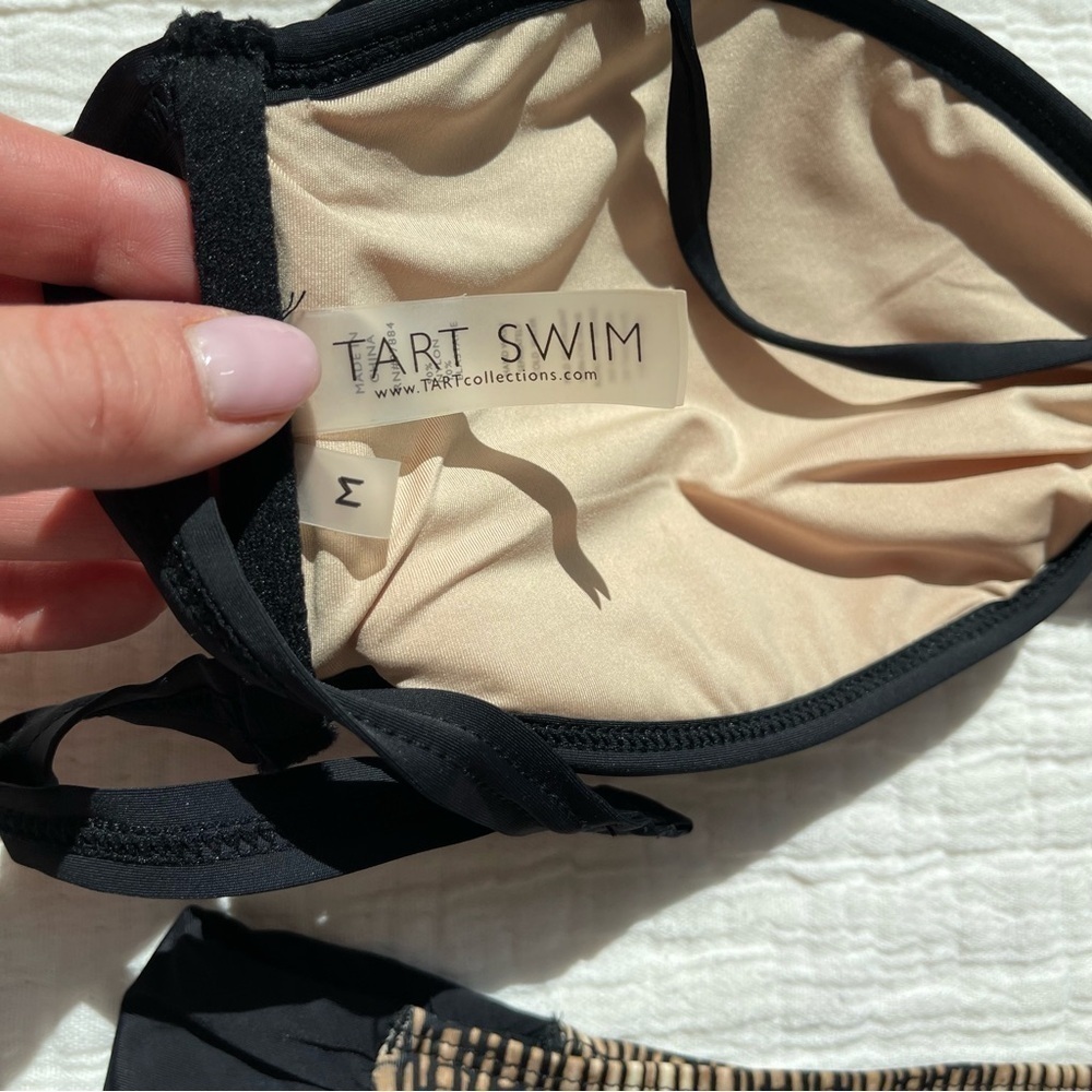 NWOT TART SWIM in size M, strapless/ neck tie top, unique pattern, black brown - Picture 6 of 7